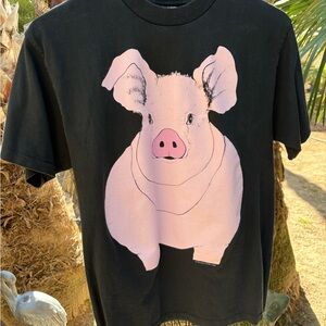 Charming Black t shirt with  Pig Graphic Women's Tee